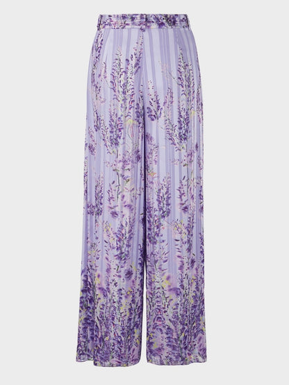 Wide Pants With Wisteria Print