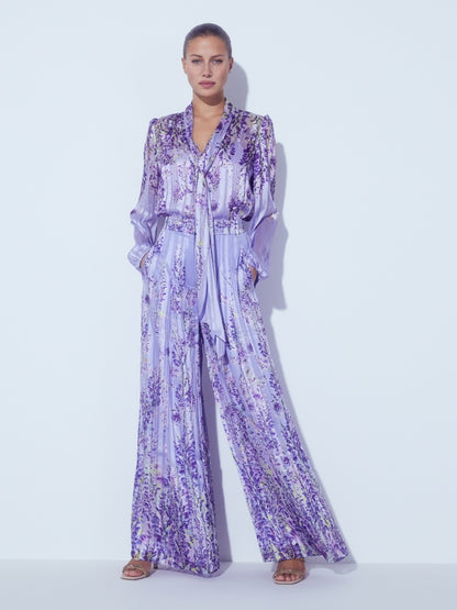 Wide Pants With Wisteria Print