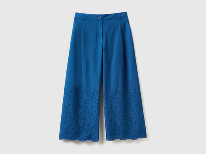 Wide Trousers With Broderie Anglaise Embroidery