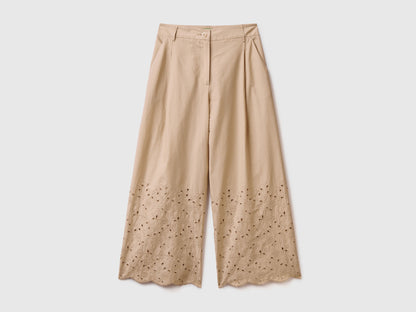 Wide Trousers With Broderie Anglaise Embroidery