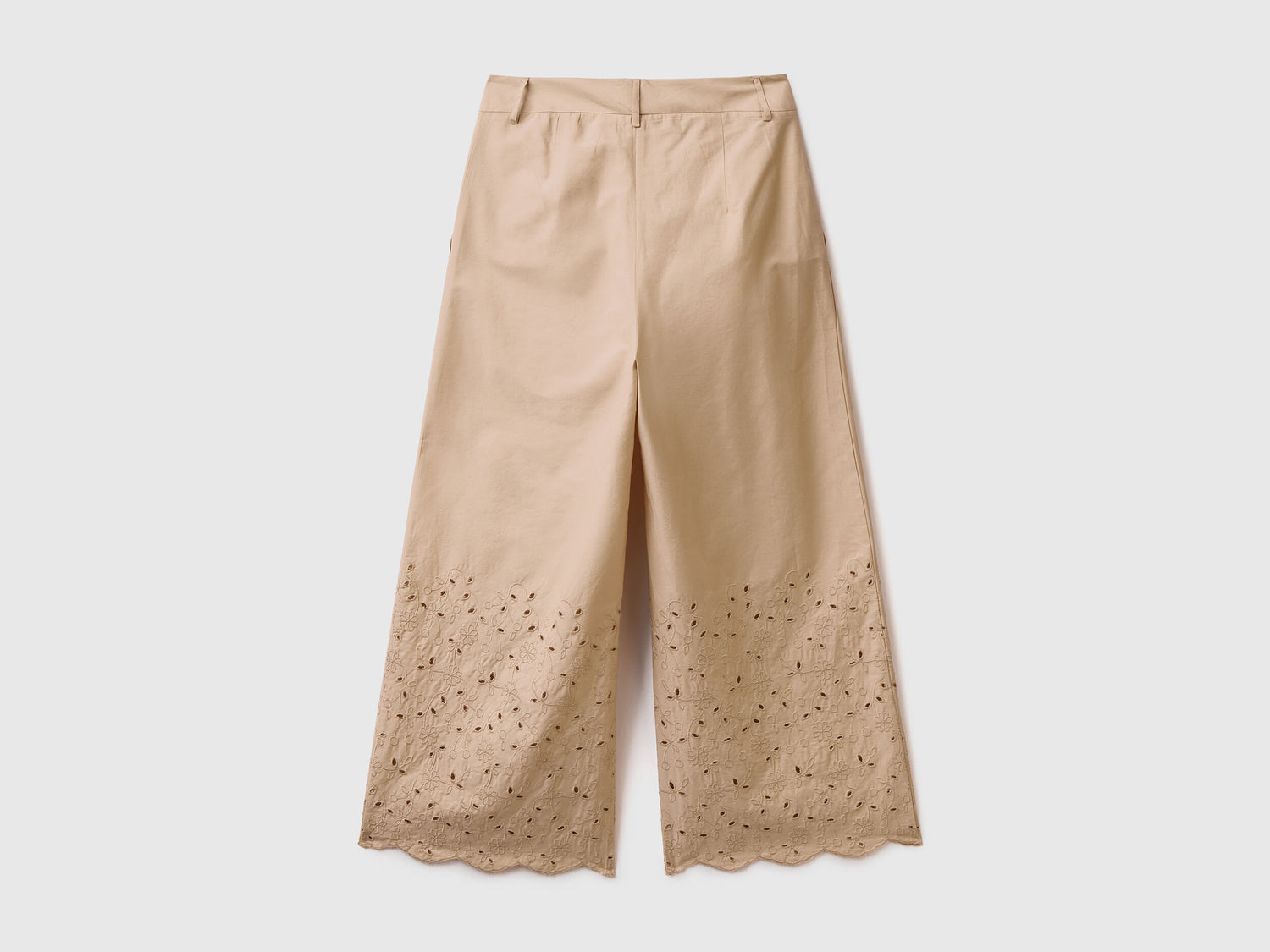 Wide Trousers With Broderie Anglaise Embroidery