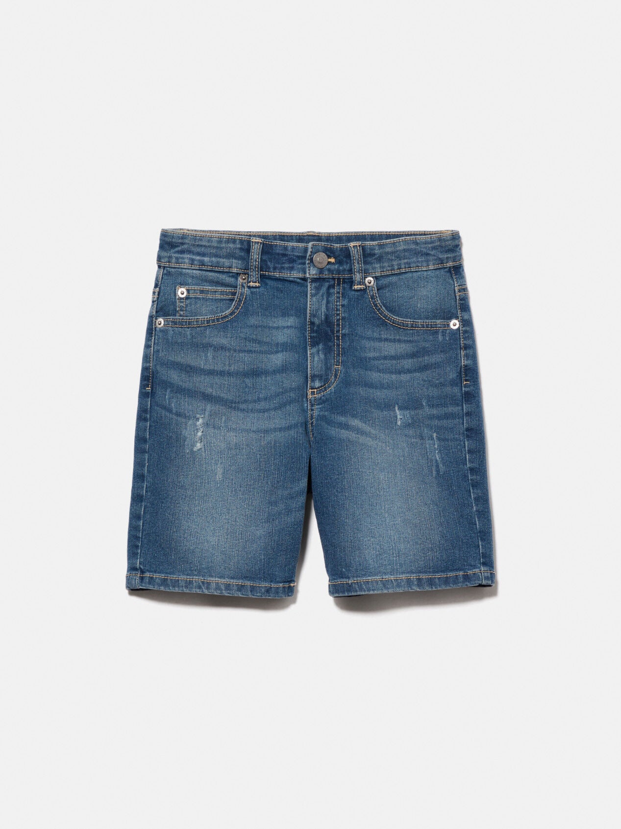 Worn Look Denim Bermudas - BEVAVA