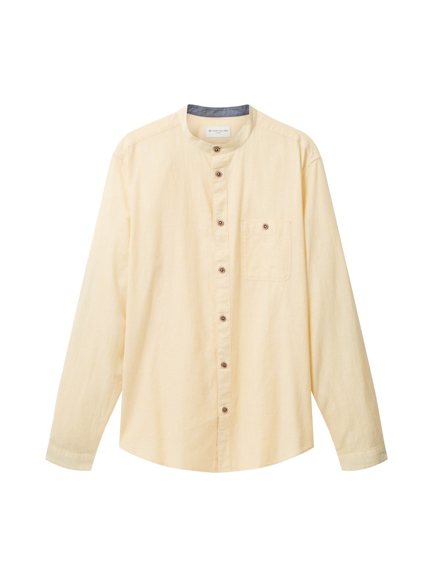 Yellow Long Sleeve Pinstriped Round Neck Shirt