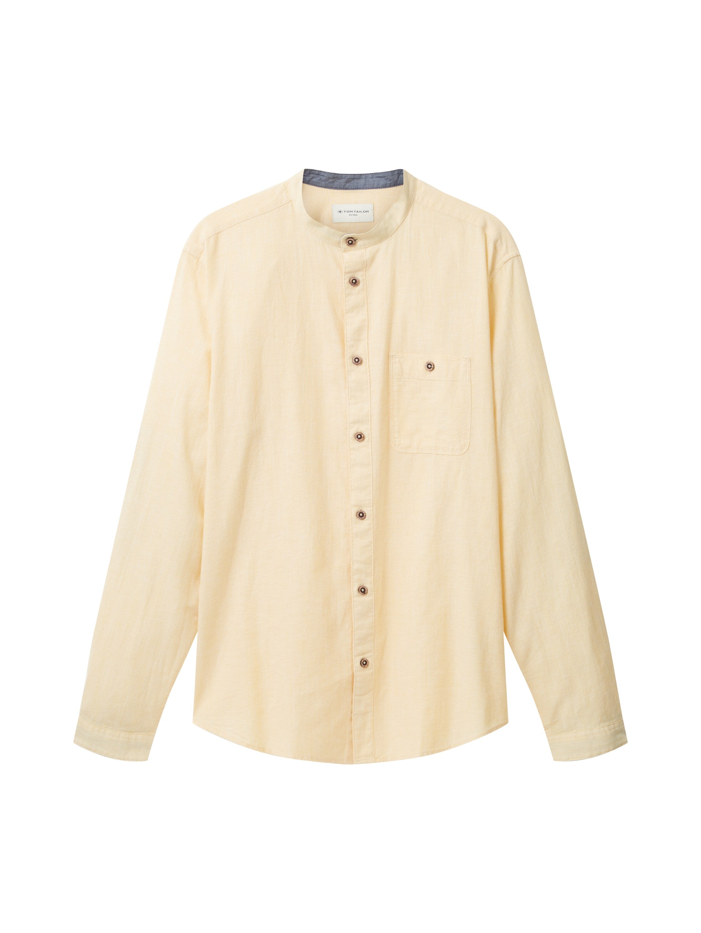 Yellow Long Sleeve Pinstriped Round Neck Shirt