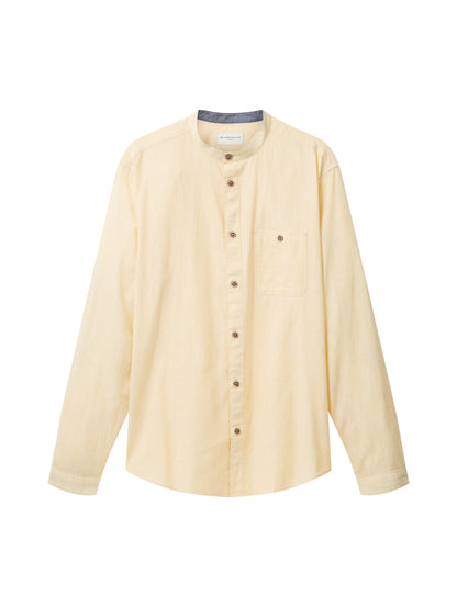 Yellow Long Sleeve Pinstriped Round Neck Shirt