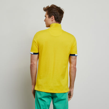Yellow Polo In Cotton Pique With Contrasting Trims - 03