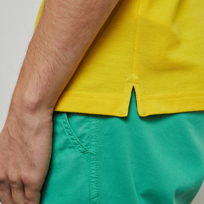 Yellow Polo In Cotton Pique With Contrasting Trims - 06